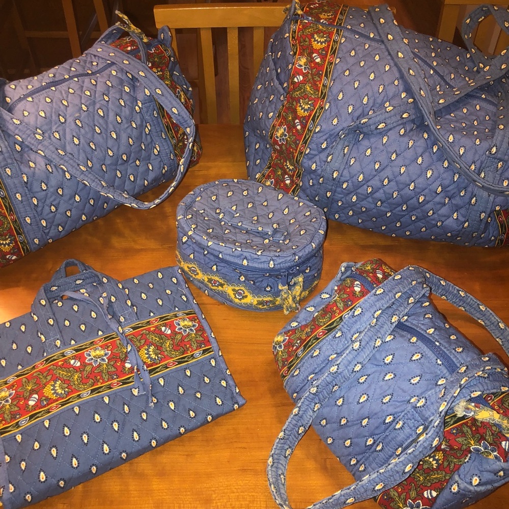 Vera Bradley Vintage French Blue 5 pc Travel Set
